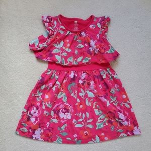 Tea Collection Girls Bright Pink Floral Desert Rose Swing Dress sz5
